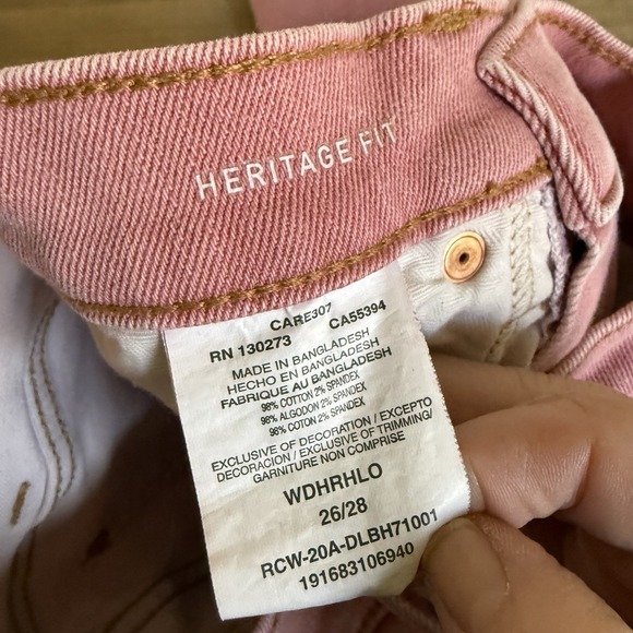 Wrangler Womens 26 Pink High Rise Heritage‎ Fit Raw Hem Straight Leg Denim Jeans - Picture 7 of 10